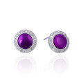 wholesale 925 Silver Source Factory Wholesale Minimalist Round Diamond Purple Earrings for Women Zircon Ear Accessories Silver Jewelry Dropshipping-0-4