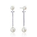 wholesale S925 Silver Elegant Pearl Silver Jewelry Long Zircon Shell Pearl Earrings for Women-0-4