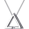 wholesale S925 silver triangle necklace Korean style single diamond geometric triangle clavicle chain D2813-0-4