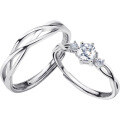 wholesale S925 sterling silver matching couple rings, inseparable, trending, romantic, diamond-inlaid, line-style, elegant gift J4141-0-4