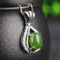 wholesale 925 Sterling Silver Inlaid Natural Hetian Jade Pendant with Certificate, Jade Fortune Bag Hollow Coin Purse Jasper Necklace-0-3