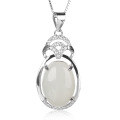 wholesale 925 Sterling Silver Ethnic Style Pendant with Hetian Jade, Comes with Certificate, Factory Direct Retro White Jade Necklace-0-4