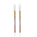 wholesale Sterling silver three-color gold-plated tassel earrings Korean style elegant long drop earrings for women fashionable wholesale silver jewelry-0-4