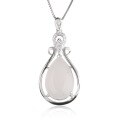 wholesale 925 Silver with Certificate, Waterdrop Hetian Jade Pendant Necklace, Wholesale Ethnic Style Large Jade Pendant, White Jade Ornament-0-4
