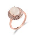 wholesale Rose gold plated 925 sterling silver with Hetian jade open-adjustable women's ring, direct from manufacturer, elegant European and American style white jade open-end silver ring-0-4
