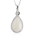 wholesale 925 Sterling Silver Wholesale Pendant with Hetian Jade, Certified Palace Retro Style Feng Shui Water Drop White Jade Pendant for Women-0-4