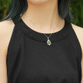wholesale Sterling silver with natural jade pendant, hollowed-out pure silver jade necklace for women, ethnic style green jade pendant with certificate-0-2