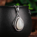 wholesale [925 Sterling Silver] Wholesale manufacturer of hollow drop-shaped white jade pendant with natural Hetian jade and certificate-0-3