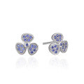 wholesale 925 Sterling Silver Blue Diamond Zirconia Three-Leaf Clover Stud Earrings for Women, Factory Wholesale-0-4