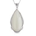 wholesale 925 Silver Pure Silver Waterdrop Hetian Jade Pendant with Certificate, Minimalist New Chinese Style-0-4