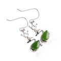 wholesale Sterling silver with certificate 925 Hetian jade earrings swan jade earrings creative style natural green jade earrings for women-0-4