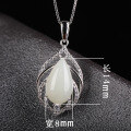 wholesale 925 Sterling Silver Inlaid White Jade Pendant with Certificate, Wholesale Retro Ethnic Style Hetian Jade Waterdrop Necklace, Hollow-Out Women's-0-5