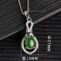 wholesale Sterling silver inlaid with Hetian jade jade pendant with certificate, retro-style Hanfu pure silver jade necklace for women-0-5