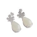 wholesale 925 Sterling Silver New Chinese Style Hetian Jade Earrings for Women, with Certificate, Fashionable Maple Leaf White Jade Teardrop Jade Earrings-0-4