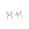 wholesale S925 silver small and cute student rabbit earrings for girls, solid plain silver earrings, factory wholesale-0-4