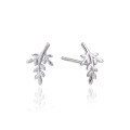 wholesale S925 silver-plated white gold small leaf earrings, Korean-style minimalist fresh and simple student accessories-0-4