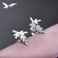 wholesale S925 silver-plated white gold small leaf earrings, Korean-style minimalist fresh and simple student accessories-0-1