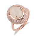 wholesale Sterling silver rose gold-plated Hetian jade ring with certificate,-0-4