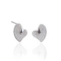 wholesale S925 Silver Heart-shaped Diamond-studded Earrings, Korean Minimalist Micro-set Zircon Earrings, Fashionable Girly Wholesale Ear Jewelry-0-4