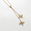 wholesale 9K Gold Plated S925 Silver Korean Light Luxury Dancing Snowflake Natural Emerald 3A White Zircon Necklace Pendant for Women-0-1