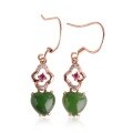 wholesale Rose gold plated 925 sterling silver inlaid with Hetian jade fashionable heart-shaped earrings for women-0-4