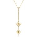 wholesale 9K Gold Plated S925 Silver Korean Light Luxury Dancing Snowflake Natural Emerald 3A White Zircon Necklace Pendant for Women-0-4