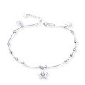 wholesale S925 silver five-pointed star anklet for women, Korean-style minimalist beaded snowflake silver anklet, fresh and delicate ankle jewelry for girls-0-4