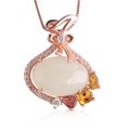wholesale Rose Gold Plated 925 Silver Inlaid Fortuna Bag Hetian Jade Pendant for Women with Appraisal Certificate Ethnic Style Fortuna Bag Jade Necklace-0-4