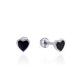 wholesale Sterling Silver Heart Stud Earrings Women Korean Style Minimalist Black Enamel Earrings Fashion Student Women's Silver Jewelry-0-4