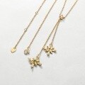 wholesale 9K Gold Plated S925 Silver Korean Light Luxury Dancing Snowflake Natural Emerald 3A White Zircon Necklace Pendant for Women-0-2