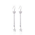 wholesale Sterling Silver Star Earrings for Women, Korean Style Small Fresh Five-Pointed Star Butterfly Earrings with Tassel Long Drop Ear Thread Jewelry Wholesale-0-4