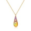 wholesale Antique-style vintage classical natural opal enamel drop oil pendant with S925 silver and 9K gold-plated necklace-0-4
