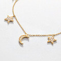 wholesale [Pure Silver] Light Luxury Jewelry, New Original Design Necklace for Women, Niche Pendant Necklace, Star and Crescent Moon Decorative Chain-0-3
