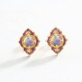 wholesale S925 Sterling Silver Vintage Japanese and Korean Enamel Opal Drop Earrings Cross-Border Wholesale Ready-to-Ship Earring Accessories-0-1
