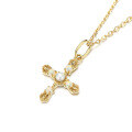 wholesale 9K gold delicate small vintage natural pearl opal cross pendant necklace with an openwork minimalist design-0-1