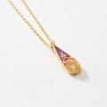wholesale Antique-style vintage classical natural opal enamel drop oil pendant with S925 silver and 9K gold-plated necklace-0-1