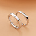wholesale S925 Sterling Silver Plain Minimalist Diamond-Pattern Couple Rings Pair, Korean Style Original Creative Engravable Bands-0-6