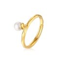 wholesale 925 Sterling Silver Plated with 9K Gold Rhombus Cut Open Ring with Natural Pearl Cross-border Accessories-0-3