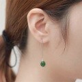 wholesale 925 Sterling Silver Openwork Inlaid with Jadeite Ear Threads with Certificate, Simple and Fashionable Long Earrings, Natural Hetian Jade Earrings-0-1