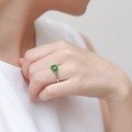 wholesale 925 Silver Inlaid with Hetian Jade Cabochon Ring for Women, Comes with Certificate, National Trend Retro Style Jasper Ring, Adjustable Open Band-0-3
