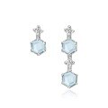 wholesale 925 Sterling Silver Natural Sky Blue Topaz Hexagon Cut Bar Earrings, Japanese and Korean Light Luxury Earrings-0-4