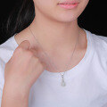 wholesale 925 sterling silver inlaid with certified natural Hetian jade pendant, oval-faced white jade necklace wholesale-0-3