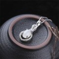 wholesale 925 sterling silver inlaid with certified natural Hetian jade pendant, oval-faced white jade necklace wholesale-0-1