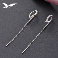 wholesale S925 Sterling Silver Minimalist Hollow-Out Leaf-Shaped Micro-Pave Zircon Earrings for Women, Fashion Long Drop Earrings Factory Wholesale-Women's earrings