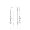 wholesale S925 Sterling Silver Geometric Rhombus Micro-Pave Zircon Earrings for Women, Trendy Long Drop Earrings for Students, Factory Wholesale-0-4