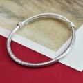 wholesale 9999 Silver Ancient Method Grass Script Heart Sutra Push-Pull Bracelet, Pure Silver, Simple Retro Ethnic National Style Frosted Bangle-0-5