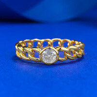 wholesale 925 Silver Women's Hollow Out 30-Point Classic Cross-Border European and American Style Simple Daily Matching Ins Ring-R021 Gold No. 8