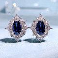 wholesale S925 Sterling Silver Geometric and Personality Tanzanite Color Inlaid Stud Earrings for Women, Hot Selling New Style-0-1