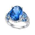 wholesale S925 sterling silver ring with a luxurious 7ct lab-grown blue spinel gemstone, trending2024-0-4