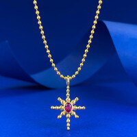 wholesale Metal: S925 Gold-Plated Silver Mu Jing Jewelry's new eight-pointed star necklace pendant, a versatile and fashionable item, supports drop shipping-N419 Eight-pointed Star Necklace 925 Silver